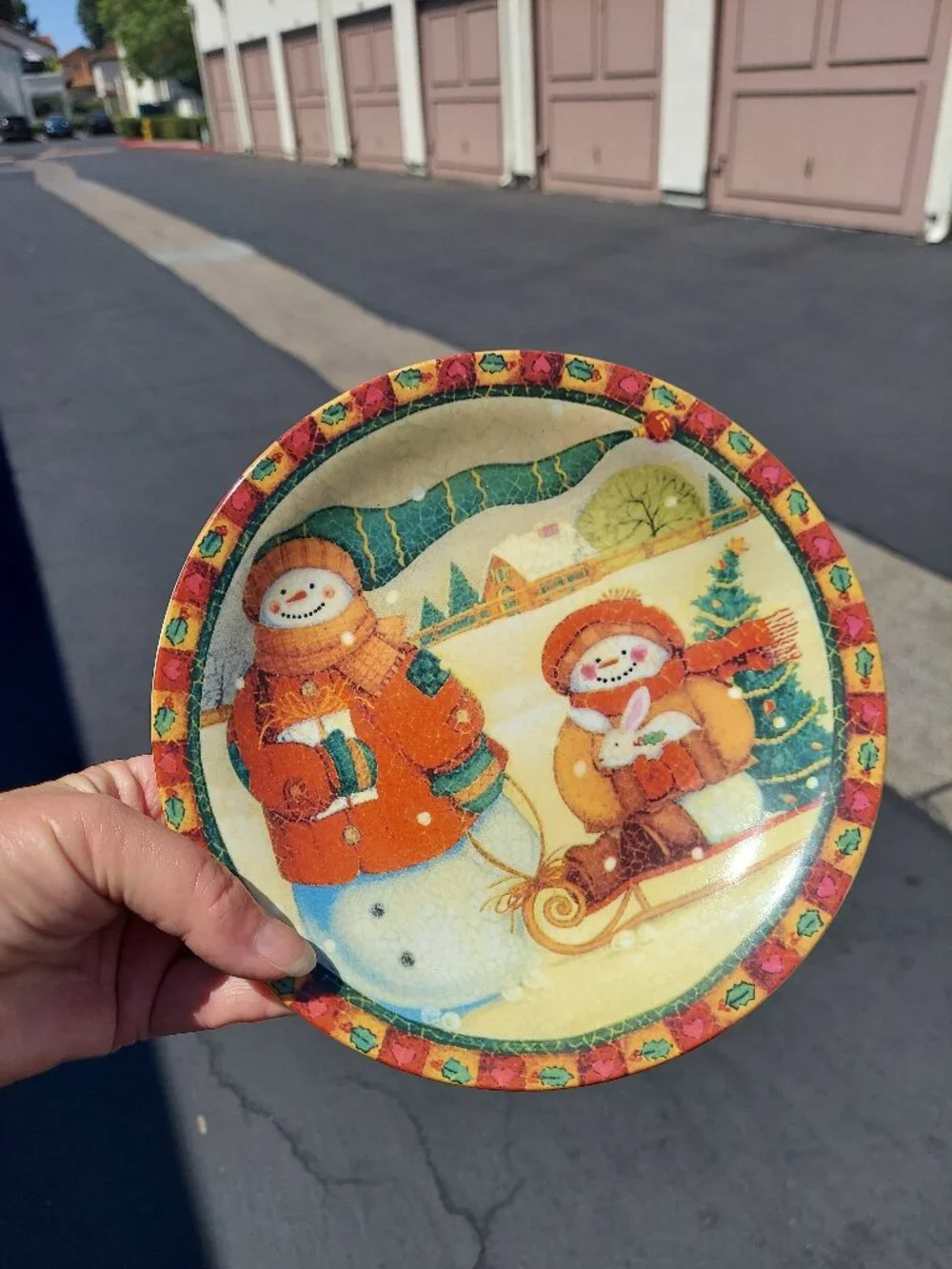Cheerful Snowman Plate 8 inches round